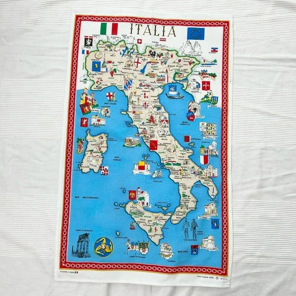 Italy Map Tea Towel - Picture 2 of 6